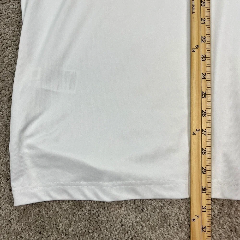 Adidas Polo Shirt Men XL White Short Sleeve‎ Golf Performance 3 Stripe LOGO